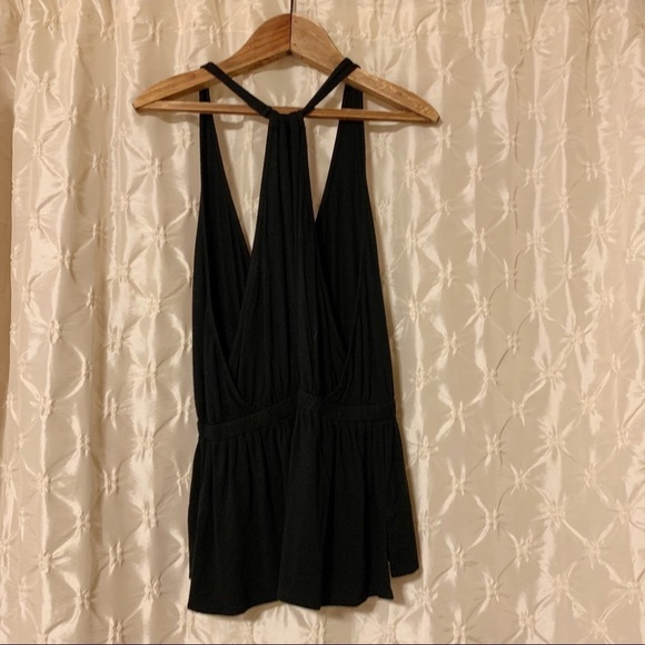 Free People Tank Top • We the Free Black Heat Wave Peplum Surplice Sleeveless - Picture 5 of 12
